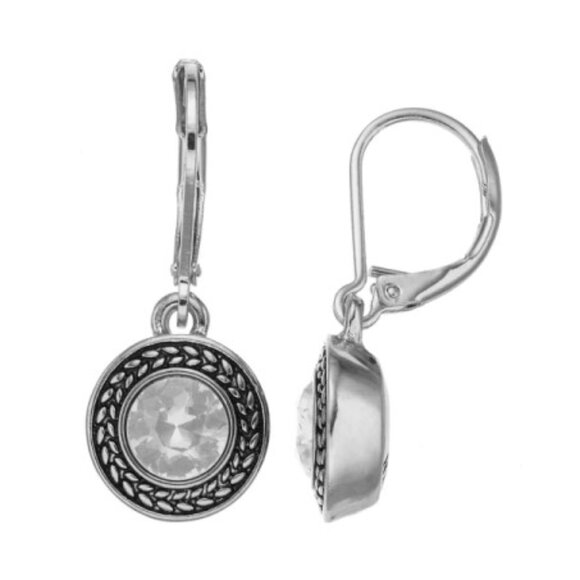 NWT! Silver Crystal Drop Earrings Nickel Free - Picture 1 of 2